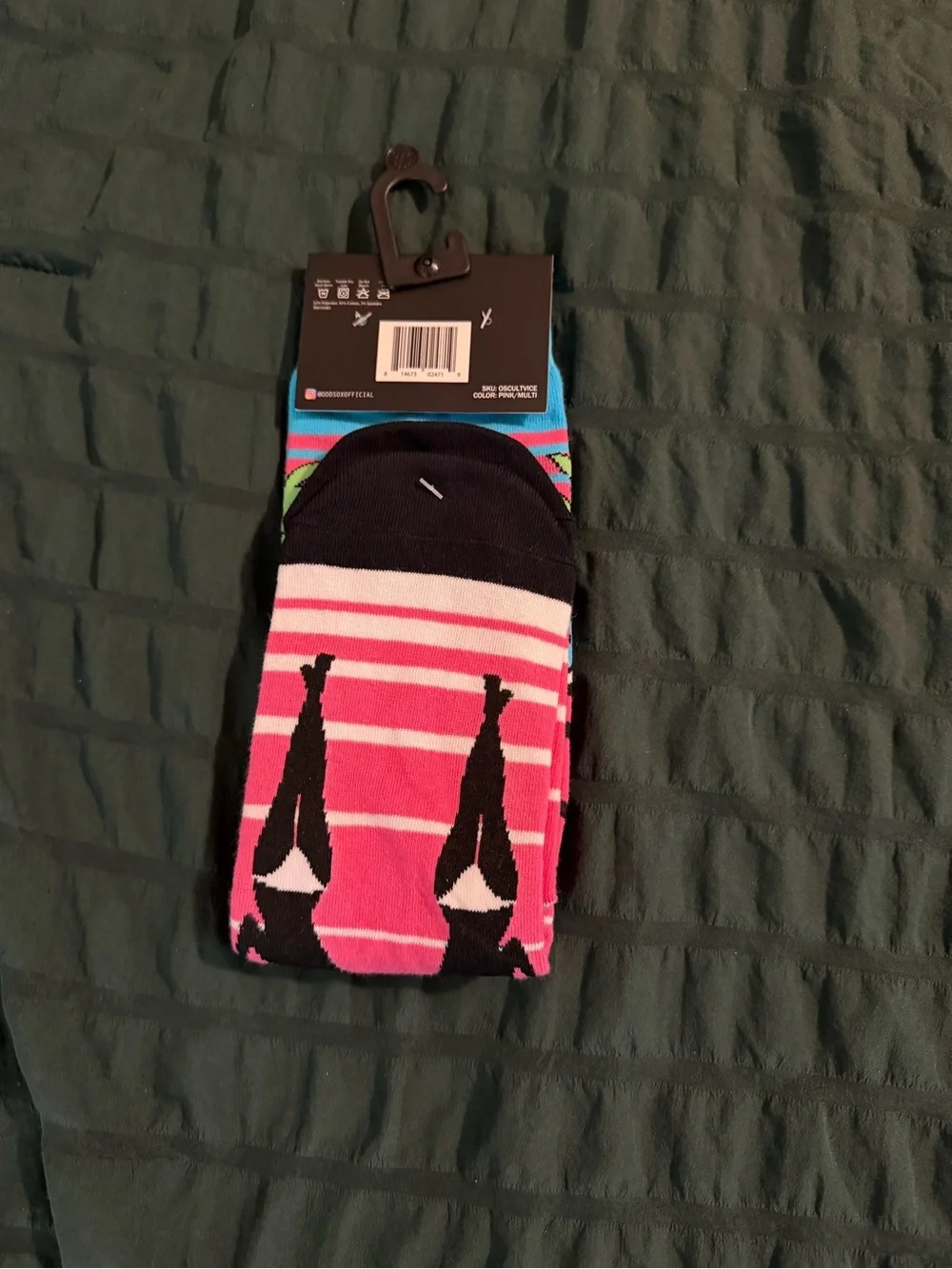 Men's Retro Sports Car Crew Socks - Pink & Blue
